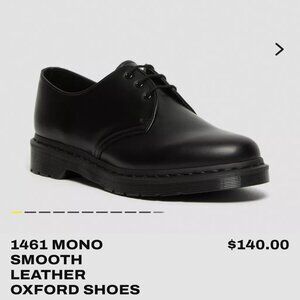 Dr. Martens 1461 Mono Smooth Black Leather Oxford Shoes - Men's 10